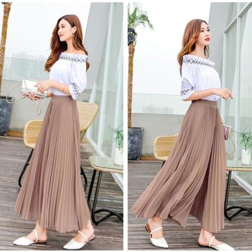 Pleated Chiffon Wide-Leg Pants WomenS High-Waist Summer New Loose Thin Section Drape Nine-Point Large-Length Skirt Pants