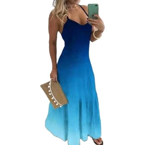 Casual Women Maxi Dress Summer 2021 Plus Size Sleeveless Dresses V-neck Printed 5XL Long Dress Backless Ladies Clothing Vestidos