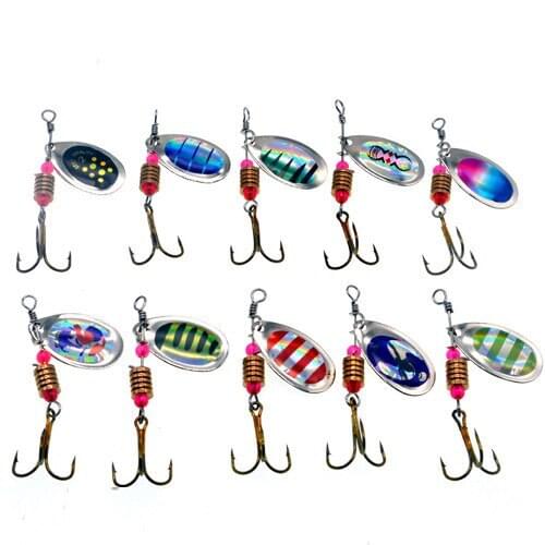 Fishing Lure Beginner Spinnerbait Hard Spoon Lures Bass Rotation Hand Shake Iron Bell 3.5g with Treble Hook Lot 3 Pieces Sale