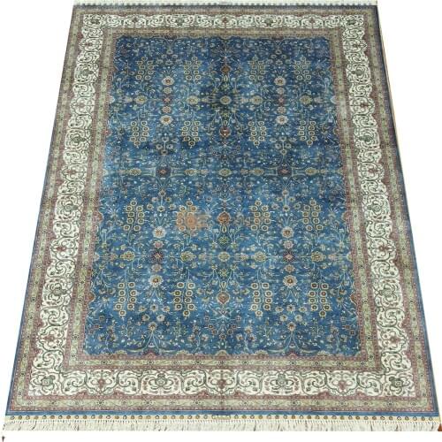 Seeykeep™ 6x9ft Stunning Floral Design Azur Backcolor Pure Silk Handknotted Oriental Traditional Persian Rug-SK3036108