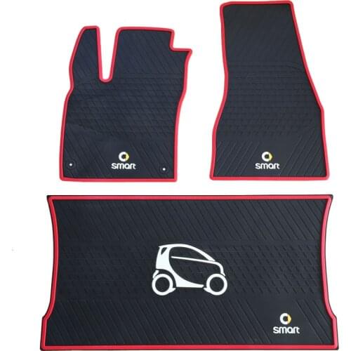 Special Rubber Car Floor Mats Boot Mats for SMART Brabus FORTWO 453 No Odor Waterproof Trunk Carpets 2 Seats