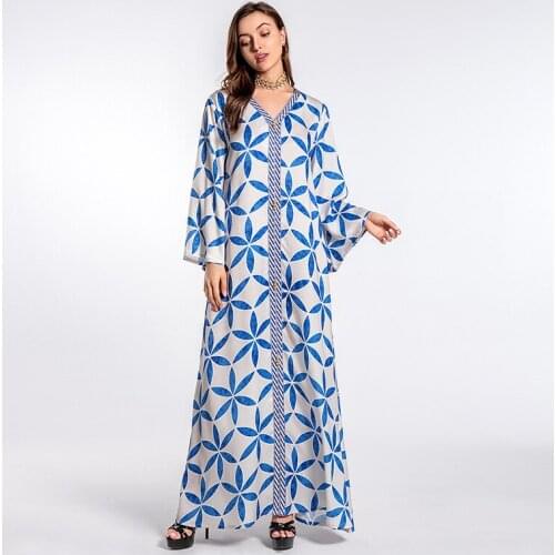 Middle East Arab Muslim Womens Fashion Printed Abaya Lace Modest Fashion Dress Abayas 2021india & Pakistan Clothing