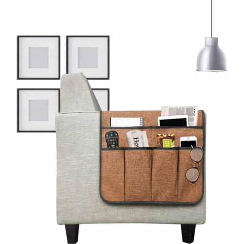 Remote Control Storage Bag Magazine Sundries Storage Bags Sofa Chair Arm Rest 5 Pocket Organizer Couch