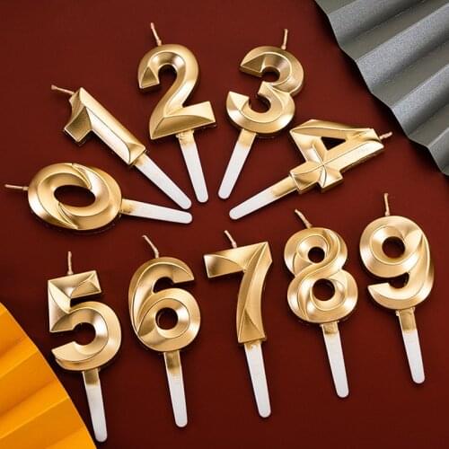 Birthday Candles Number 0-9 Gold Kids Birthday Candles for Cake Decoration Party Supplies Cake Topper Glitter Candle