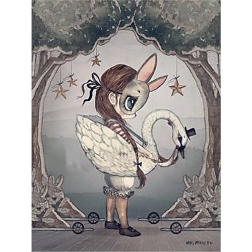 Rabbit Boy And Girls Cartoon Angel Printed Canvas 11CT Cross-Stitch DIY Embroidery Patterns DMC Threads Knitting Needle
