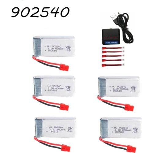 3.7V 800mAh Lipo Battery Charger Set for Syma X5 X5HC X5HW X5UC X5UW RC Drone Spare Parts 902540 3.7v Battery 1pcs to 5pcs