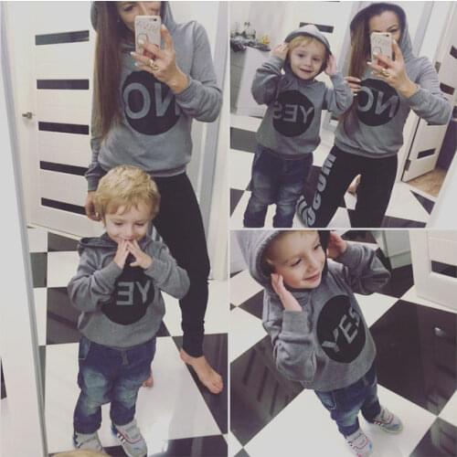 1PCS Newest mom yes Family mother and daughter son Hooded Sweatshirt Parent-Child Hoodies Tops Jumper Autumn Winter Pullovers