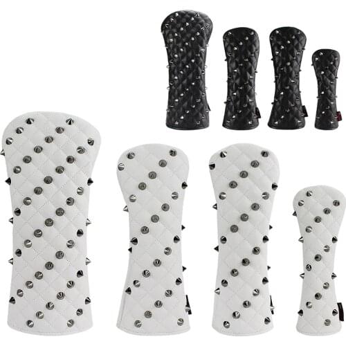 1 Pcs Golf Headcovers Rivets PU Leather For Driver Fairway #3 #5 Hybrids Putter Black White Red