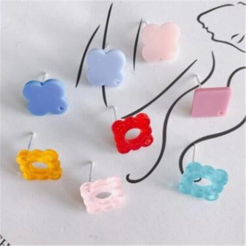 10pcs/lot new creative acrylic flower charm connectors for diy stud earrings craft resin jewelry making accessories material