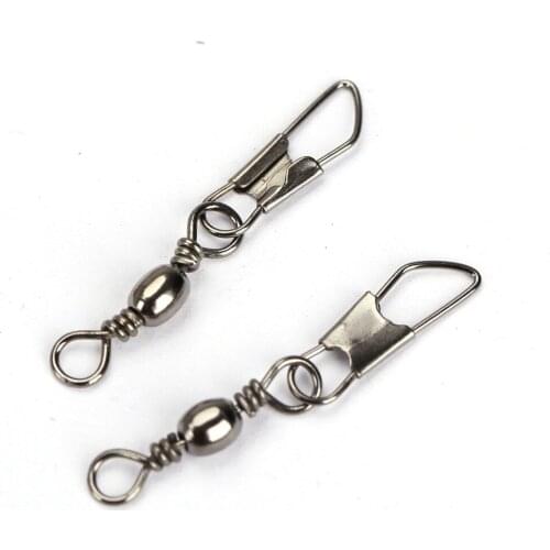 100pcs Fishing Barrel Swivel Pin Connector Solid Rings with Interlock Snap BHD2