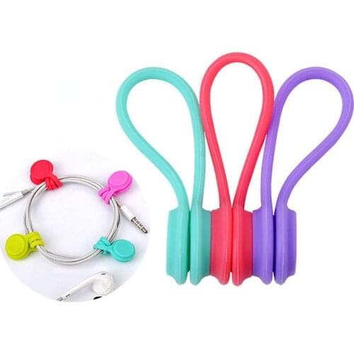 3Pcs/lot Silicone Magnetic Earphone Cord Winder Wire Cable Organizer Holder Magnet Headphones Winder Cables Storage Clips