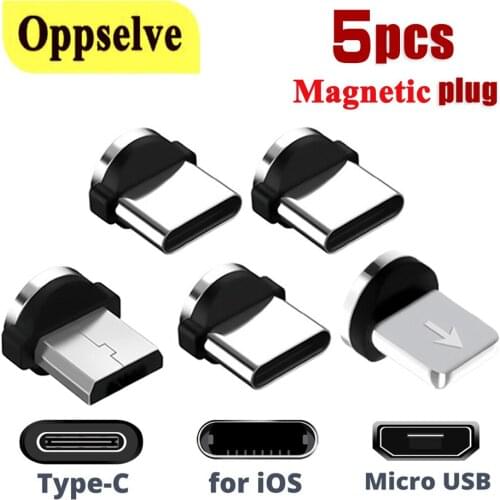 5Pcs Magnetic Cable Adapter Mobile Phone Micro USB Type C Cable Converter Dustproof Connector For iPhone Magnet Charger Plugs