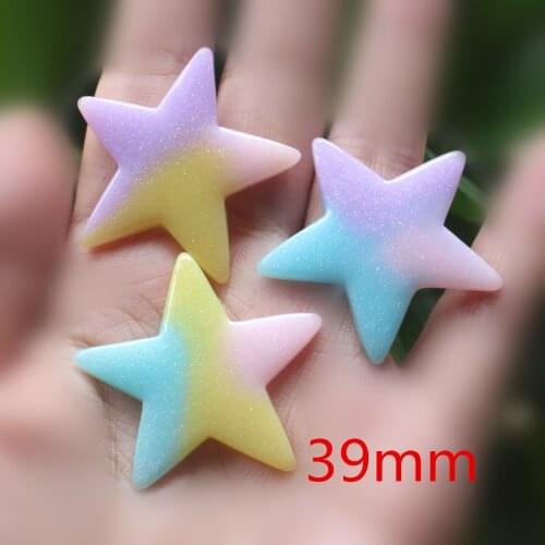 5PCS 39mm Resin Five-pointed Star Color Five-pointed Star Childrens Jewelry Accessories Resin Cream Mobile Phone Case