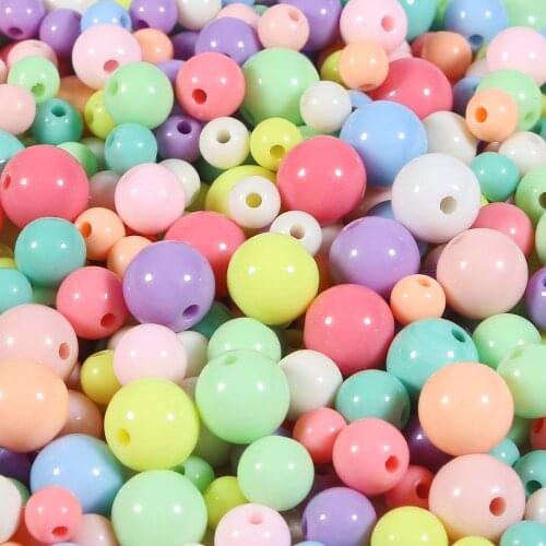 4-12mm Acrylic Beads Assorted Bright Colors Round Plastic Beads for Jewelry Making DIY Bracelet