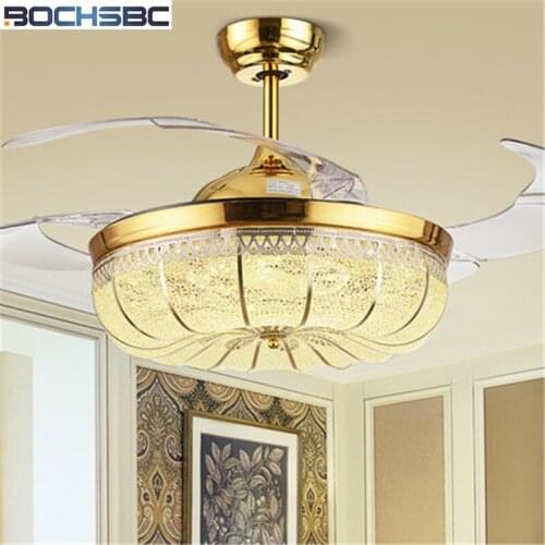 BOCHSBC Invisible Ceiling Fan Light With European Luxury For Living Room Dining Room Bedroom LED Intelligent Remote Control