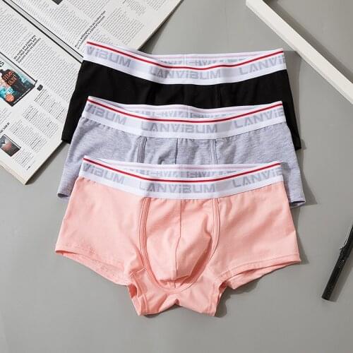 Male Boxers Cotton Fabric Moderation Elastic Solid Color Fit Version Breathable Soft Mens Underwear Double Crotch Simple Panties