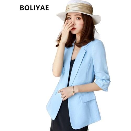 Женские льняные пиджаки BOLIYAE China At AliExpress