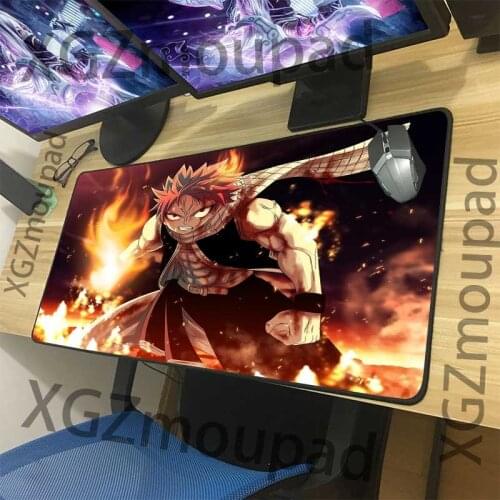 XGZ Manga Natsu Custom Large Computer Desk Mat Black Lock Edge Fairy Tail Family Mouse Pad Rubber Non-slip 900x400/900x300 Xxl