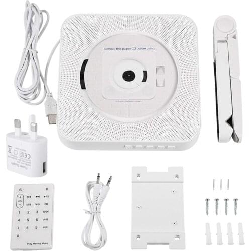 CD Player,with Bluetooth Wall Mountable Built-in HiFi Speakers Stereo CD MP3 Player with 3.5mm Male Audio Cable EU Plug