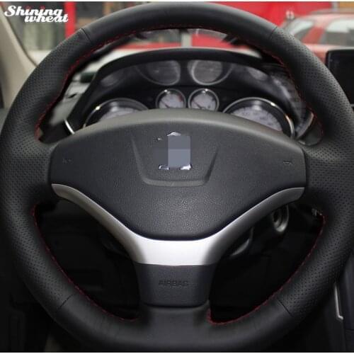 BANNIS Hand-stitched Black Leather Steering Wheel Cover for Peugeot 2012-2014 308