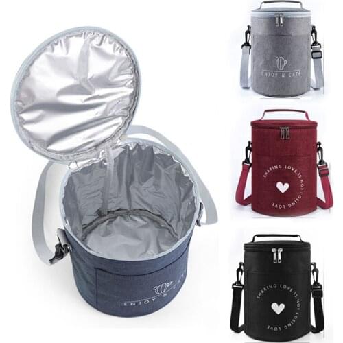 Cylinder Lunch Bag Round Shape Picnic Bag For Women Men Food Lunch Box Outdoor Tool