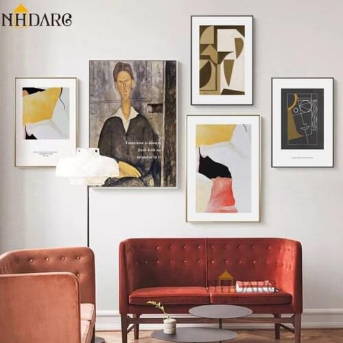 European Retro Fashion Abstract Style Posters and Prints Canvas Painting Art Wall Picture for Living Room Abstract Home Decor
