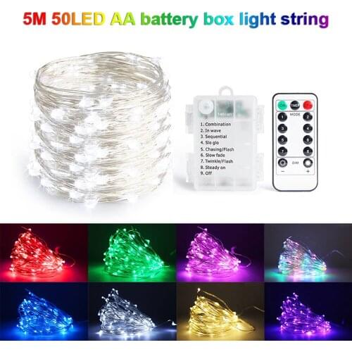 50 LED String lights Silver Wire Garland Home Christmas Wedding Party Decoration Powered by 5V Battery Operated Fairy light