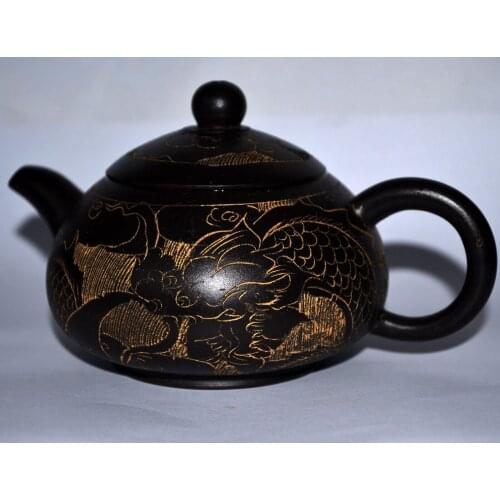 Chinese Yixing Clay teapot 160ml zisha purple sand mud tea pot carved Dragon