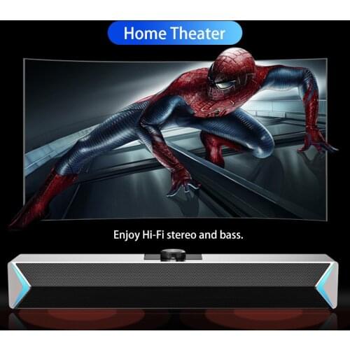 TV Sound Bar AUX USB Wired and Wireless Bluetooth Home Theater FM Radio Surround SoundBar for PC TV Speaker for Computer