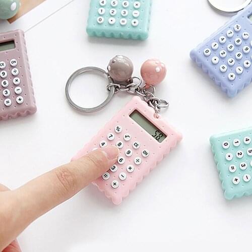 Creative Lovely Biscuit Shape Mini Keychain Portable Calculator Student Tool