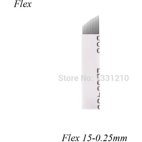 LÂMINA FLEX CHANFRADA 15- 0,25MM REGULAR Eyebrow Tattoo Needles Microblading 15 Pontas Flex For Caneta Tebori
