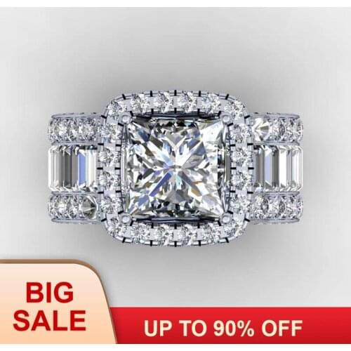 Vintage Lovers Court ring 3ct AAAAA Cz Stone Silver color Engagement wedding band ring for women men Finger Jewelry Gift