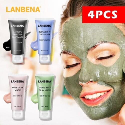 LANBENA Face Mask Mung Bean Clay Bamboo Charcoal Adsorption Skin Whitening Oil Control Anti Wrinkle Acne Treatment Shrink Pores