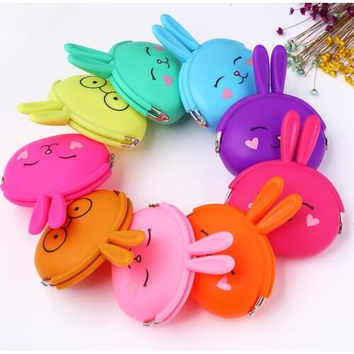 Fashion Coin Purse Lovely Kawaii Cartoon Rabbit Pouch Women Girls Small Wallet Soft Silicone Coin Bag Bluetooth earphone bags