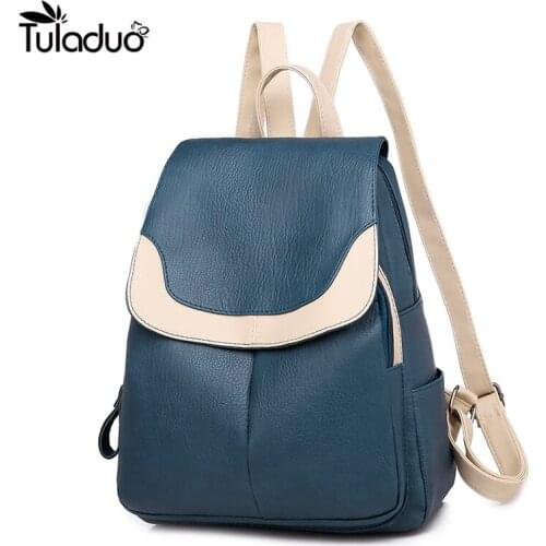 Fashion Womens PU Leather Backpack Large-capacity Youth Leather Backpacks For Teenage Girls Female School Shoulder Bag Backpack