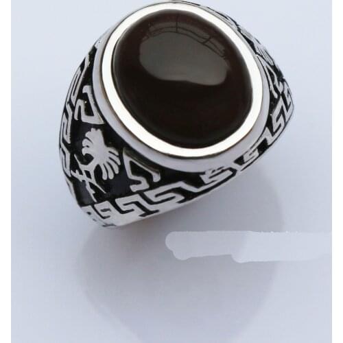 Real 925 Sterling Silver agate Stone men mens Vintage ring rings Turkey Jewelry wedding gift A4501
