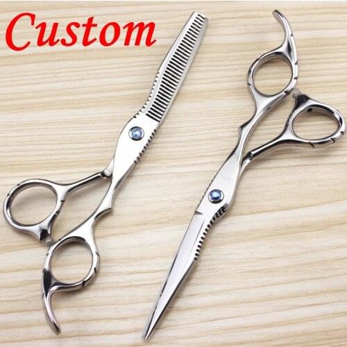 Customize professional 6cr13 6 inch hair scissors set thinning barber hair clipper cutting scissor shears hairdressing scissors