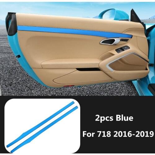 2pcs Carbon Fiber Printed Interior Door Panel Sticker Styling Moulding Trim for Porsche 718 2016 2017 2018 2019 Accessories