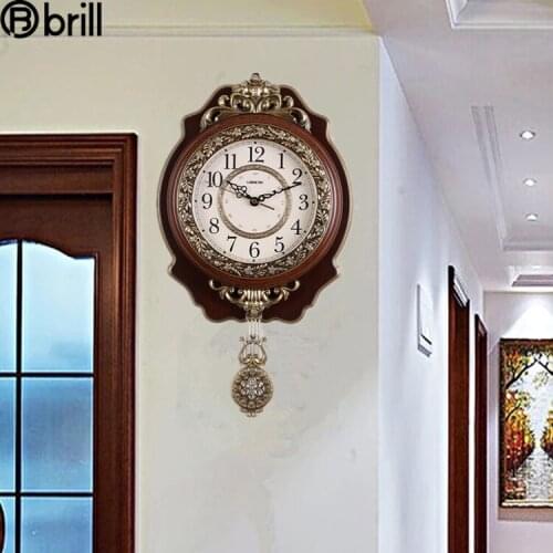 Large Pendulum Wall Clock Silent Luxury Vintage Living Room Wall Clock 3d Wall Watches Home Decor Reloj Mural Vintage Horloge