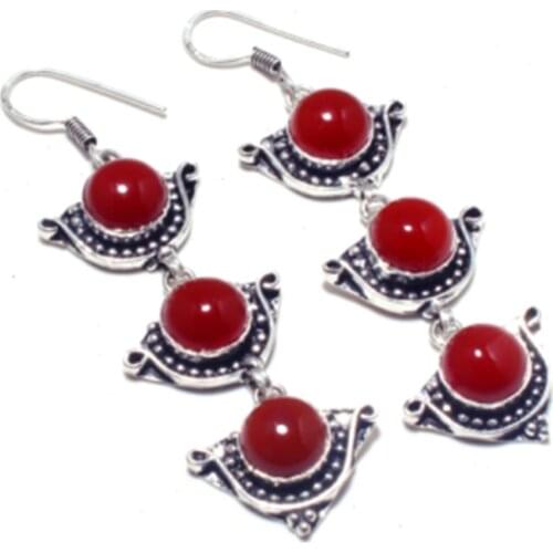 Nature Carnelian Silver Overlay on Copper Earrings , Hand made Jewelry Gift