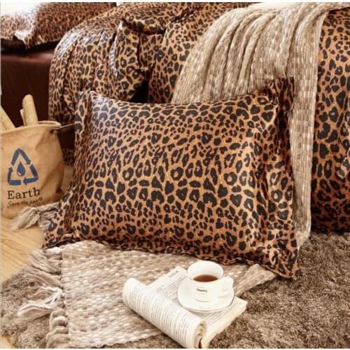 Leopard print Imitated Silk Pillowcase Solid Color Bedding Pillow case Rectangle Envelope Pillow Cover Home Decorative
