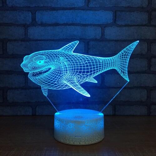 Fish Shark 3D Visual Illusion Night Light Home Bedroom Decor Kids Holiday Birthday Xmas Gifts usb Table Lamp
