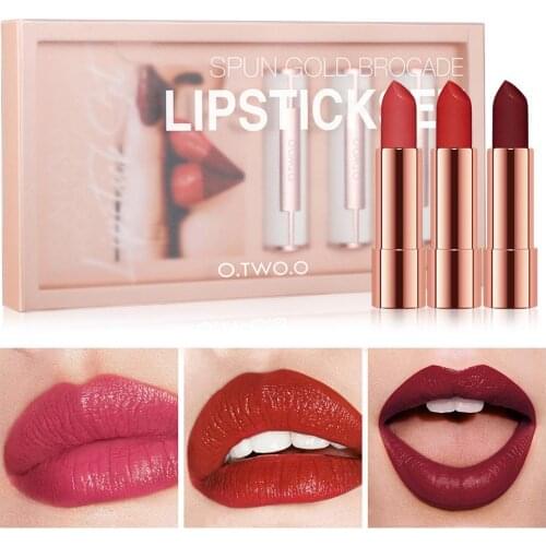 O.TWO.O 3 Colors Velvet Matte Mist Moisturizing Non Sticky Lipstick Lip Cosmetic Matte Velvet Effect Non Sticky Lip Cosmetic