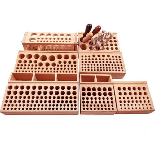 Beech Leather Craft Tools Holder Rack Stand 46 Holes Leather Craft Tool Rack Stamp Punch Tool Storage Box Holder Organizer