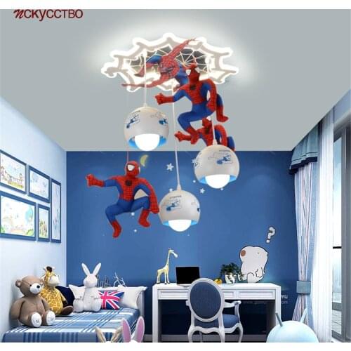 ChildrenS Room Illuminated Base Spider Hero Led Pendant Lights Home Deco Kids Bedroom Hanging Lamp Art Nursery Lighting Fixture