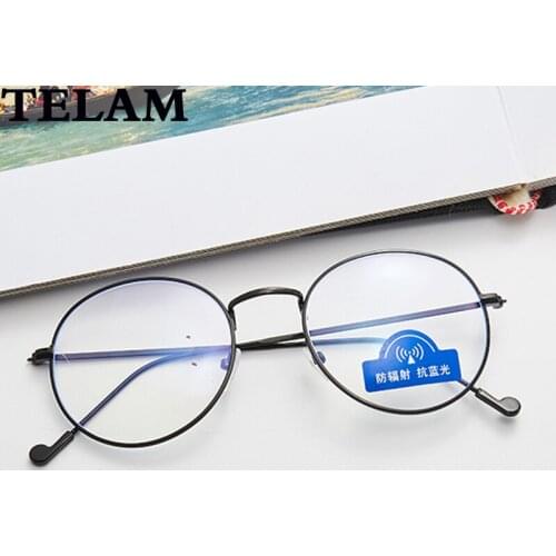 Transparent lens eyeglass blue light eye protection mobile phone game retro round metal frame personality college fashion glasse