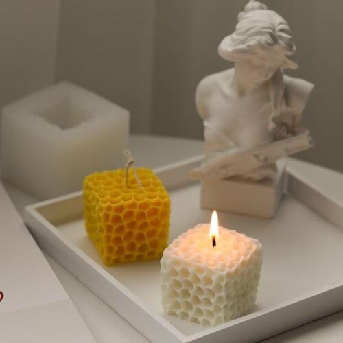 PRZY Molds 3D Silicone Honeycomb Candle Cube Scented Candle Soap Candle Mold Clay Resin Moulds