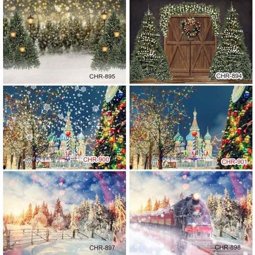 Christmas Family Party Backdrops Winter Snow Tree Santa Wood Floor Kid Backgrounds Gift Photocall For Photo Studio