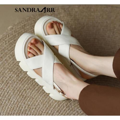 SANDRA JRR New Arrival Sandals Women Fashoin Platform Leather Sandal Shoes Summer Party Casual Holiday Shoes