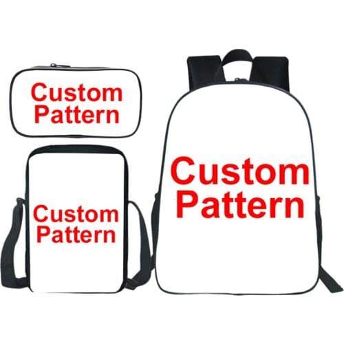 Customize 16 inch Teenager Backpack School Backpack Custom Your Name Image Schoolbag Children Book Bag Three-piece Suit